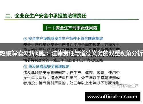 赵鹏解读欠薪问题:法律责任与道德义务的双重视角分析 赵鹏解读欠薪问题:法律责任与道德义务的双重视角分析